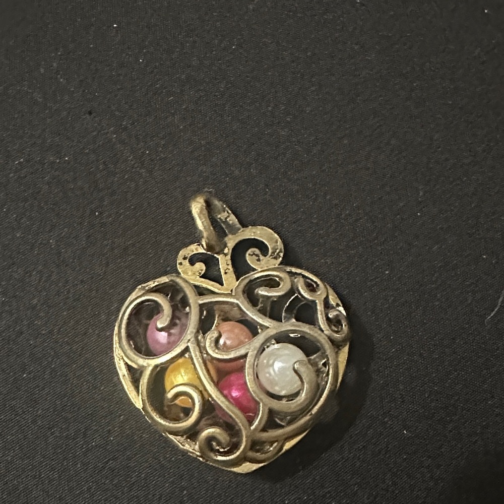 Elegant Gold Heart Pendant with Multicolor Stones